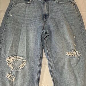 H&M &Denim '90s Baggy Ultra High Waist Distressed Jeans (Size 12)